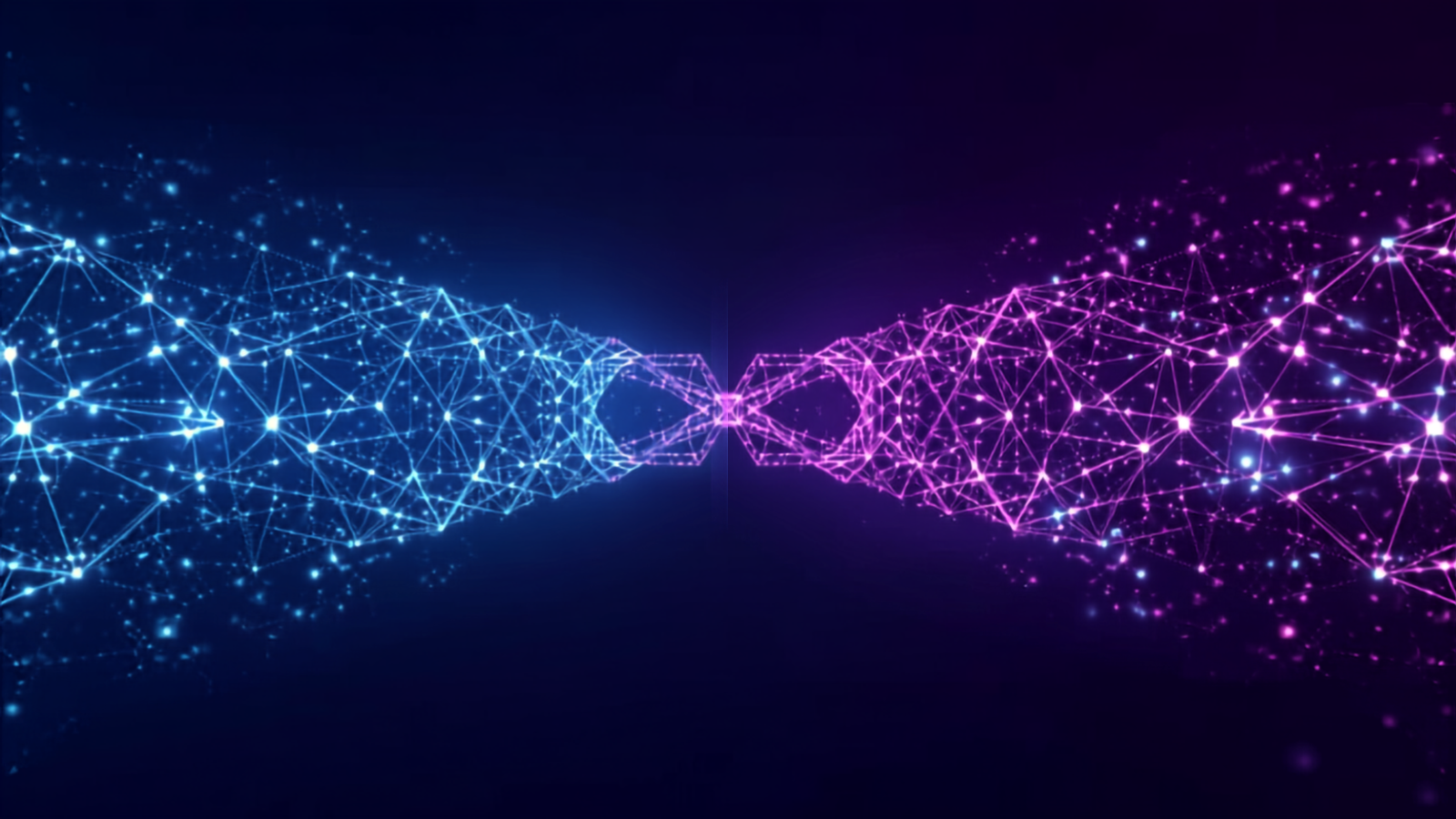 Two blockchain networks merging, representing the Gnosis Chain ZK rollup joining Ethereum