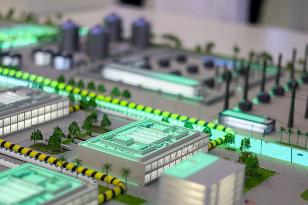 Illuminated miniature smart city model representing the Harford County energy tracker for solar projects