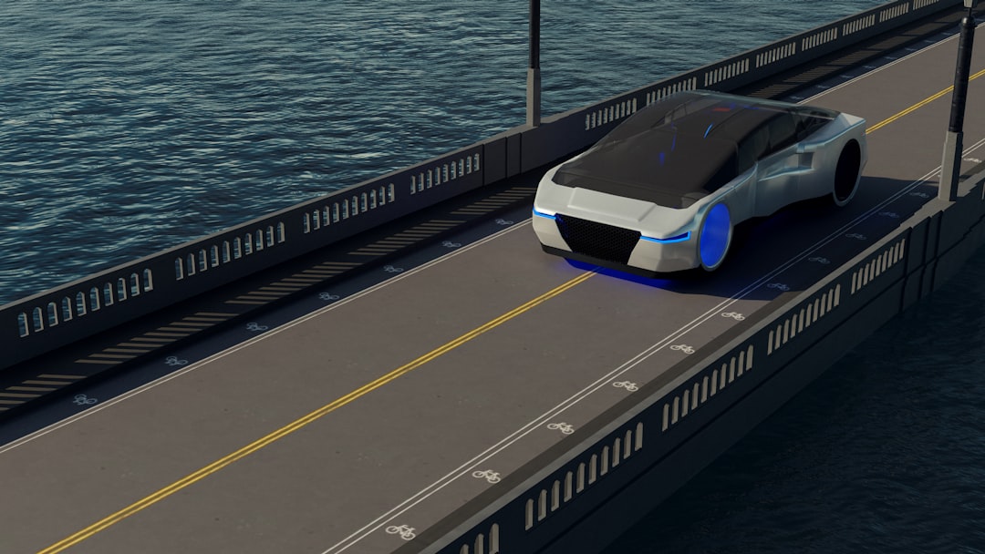 Futuristic autonomous vehicle on the road, part of the Nevada robotaxi expansion improving city road safety