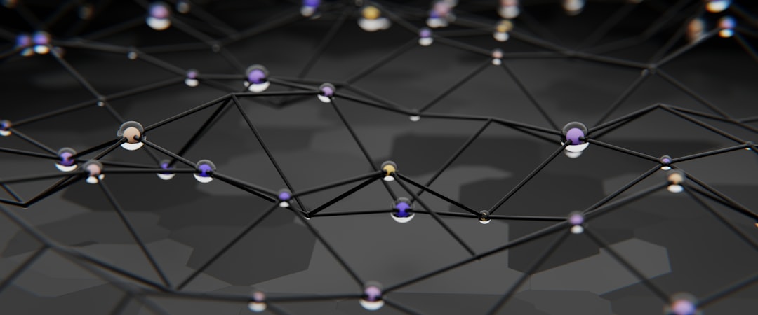 Abstract network of connected nodes representing the Core Lightning security patch across Bitcoin's Lightning nodes