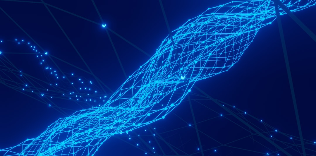 Abstract blue network of connected dots representing London Stock Exchange tokenization infrastructure
