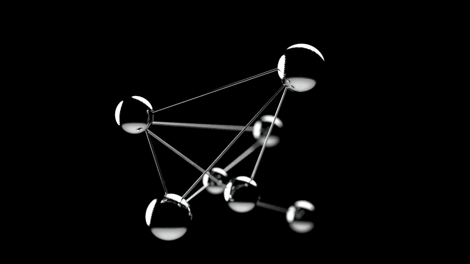 Abstract 3D molecular structure symbolizing quantum error mitigation in quantum chemistry