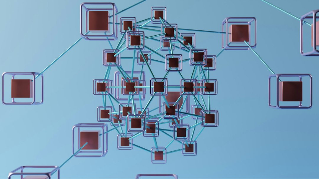 Abstract network of glowing blue nodes symbolizing tokenized stock trading infrastructure